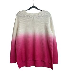Crown and Ivy Pink and Cream Women's Ombre Sweater Size L